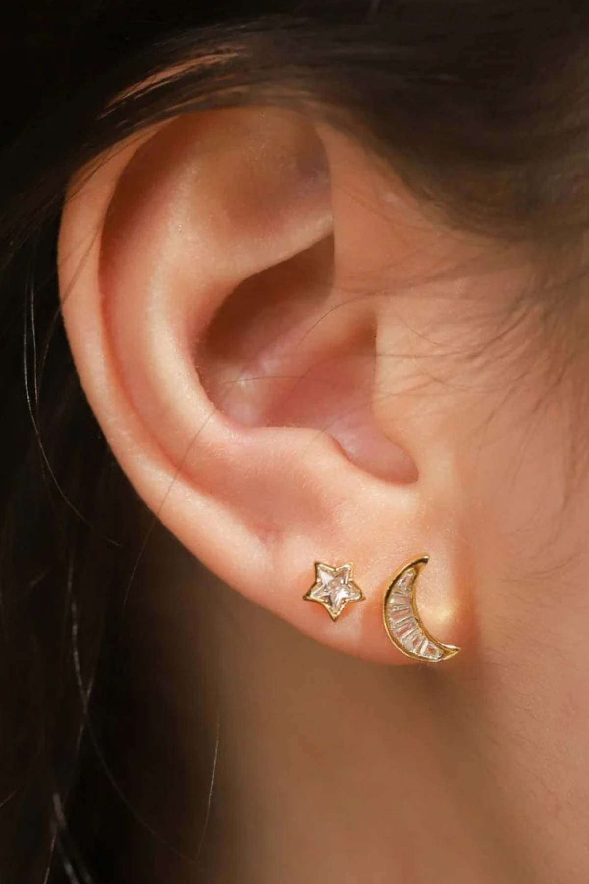 Mismatched Celestial Baguette CZ Studs