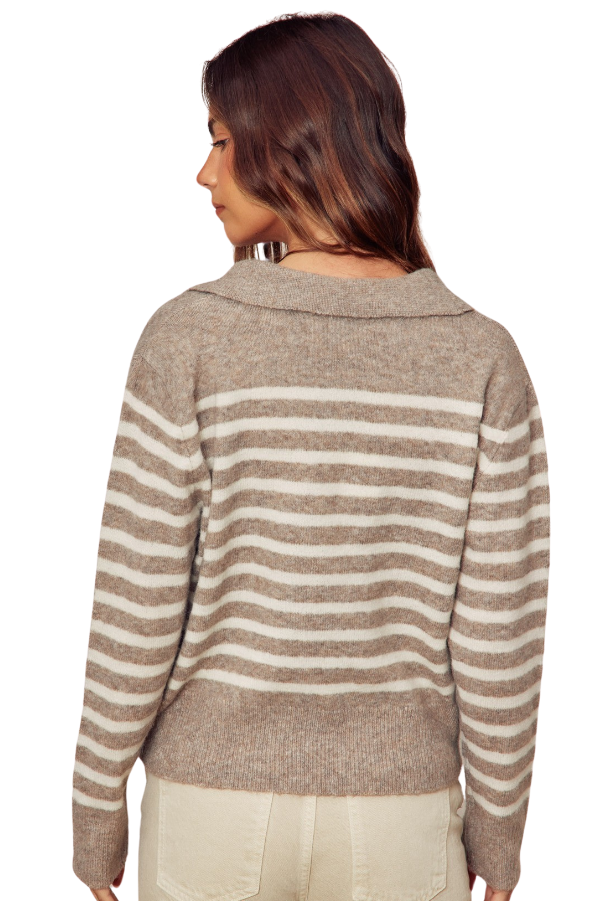 Soft And Fuzzy Striped Polo Sweater