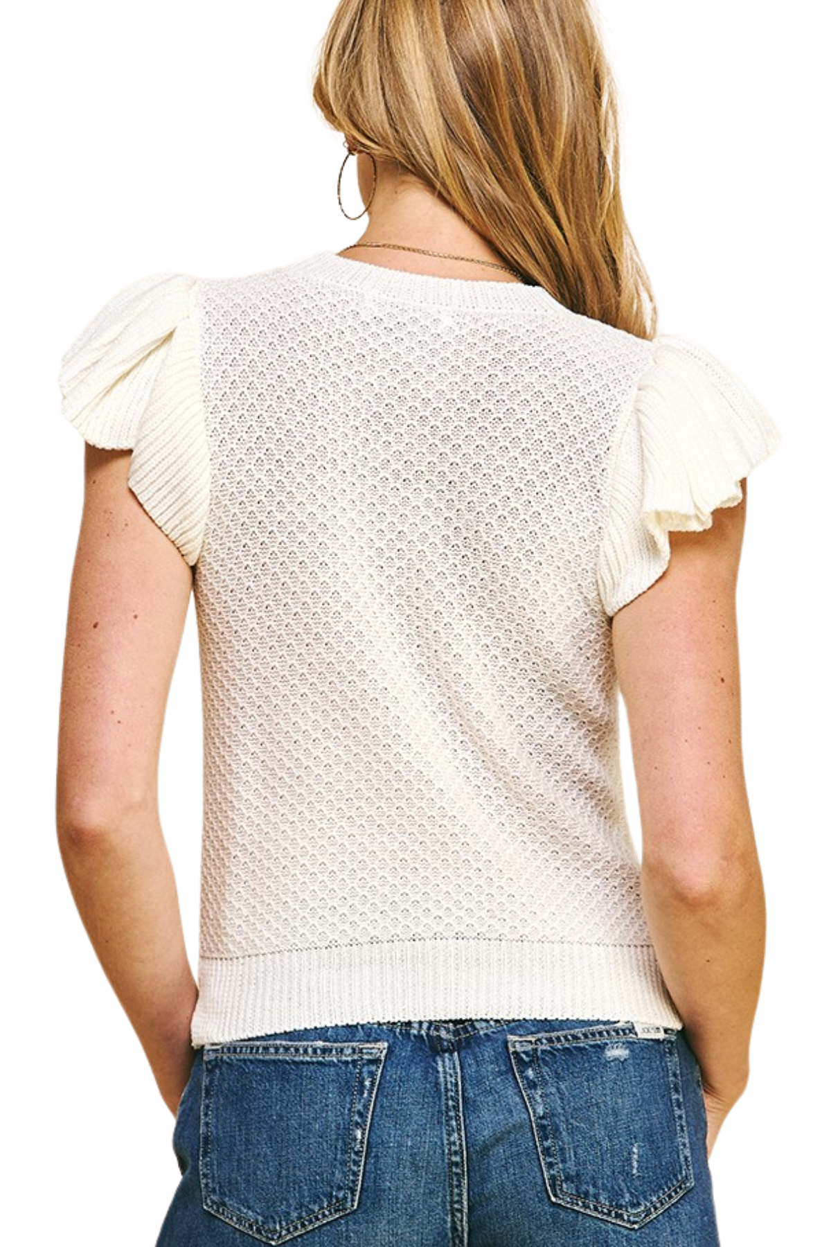 Short Sleeve Crochet Sweater Top