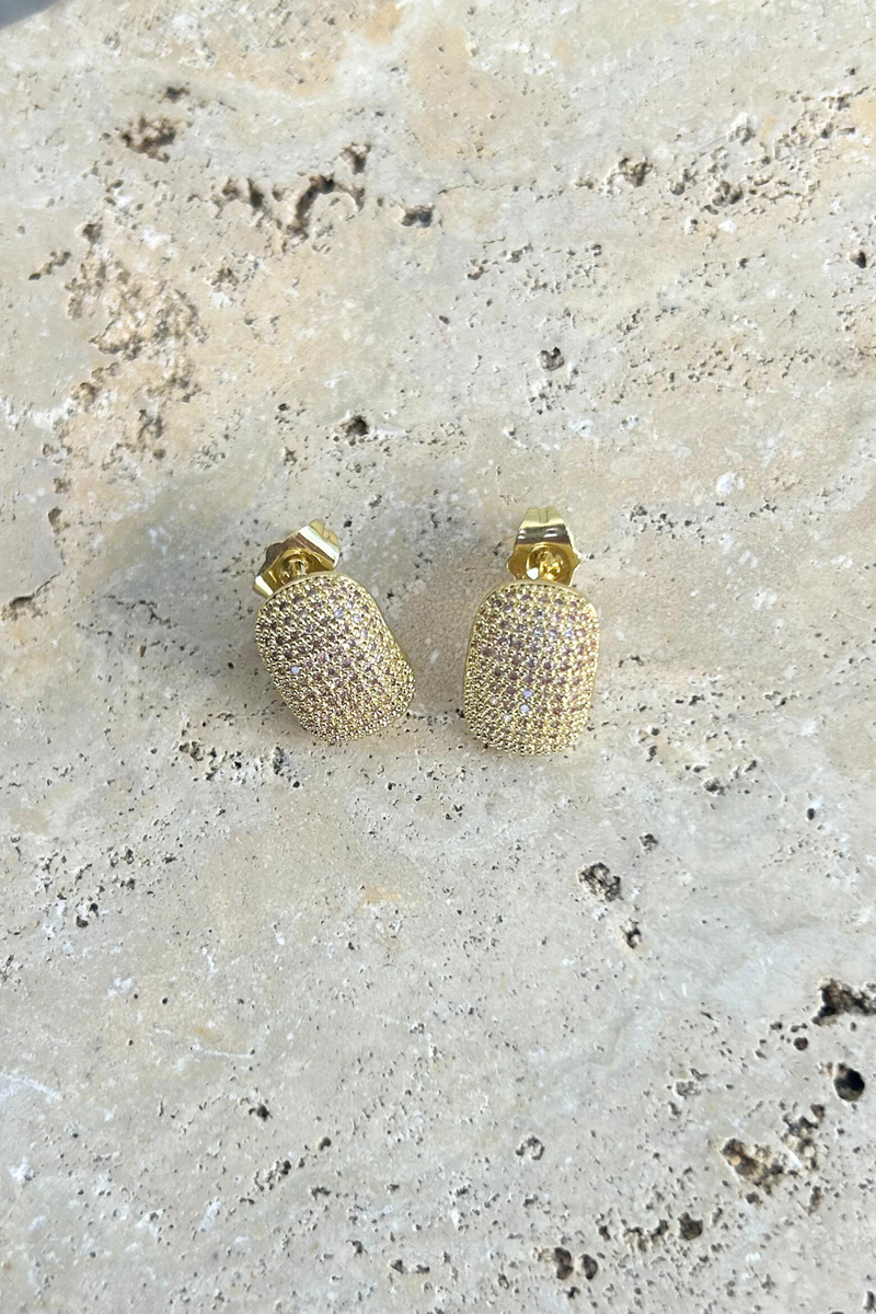 CZ Curved Stud Earrings