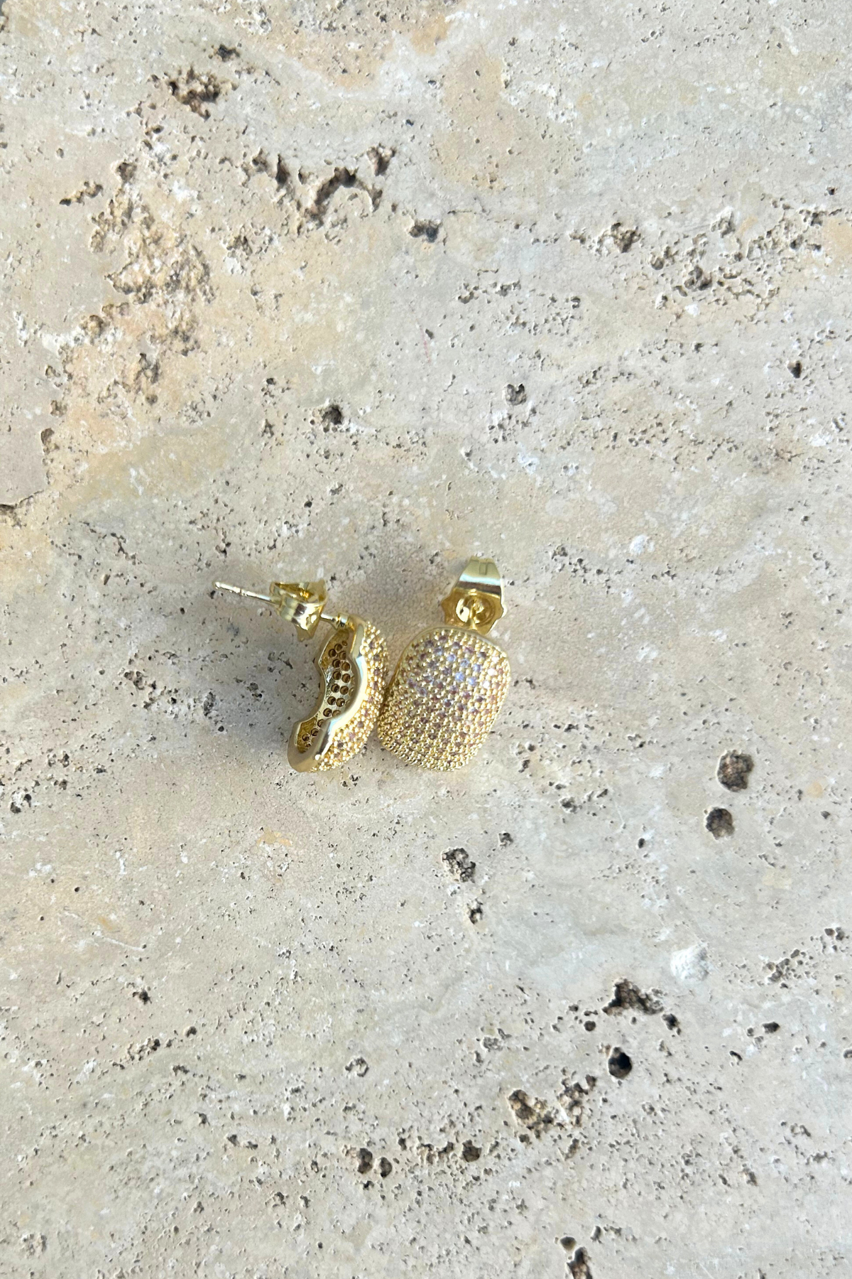 CZ Curved Stud Earrings