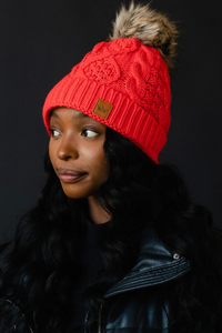 Cable Knit Pom Hat