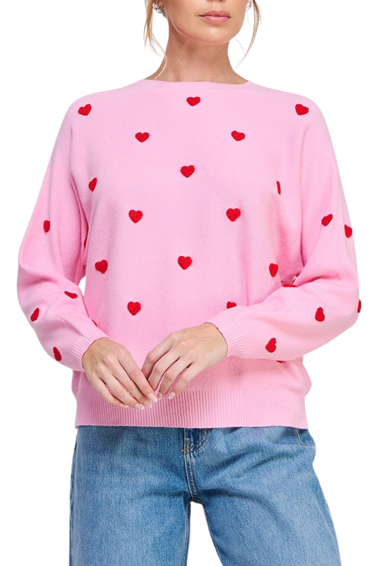 Allie Rose Contrast Heart Sweater