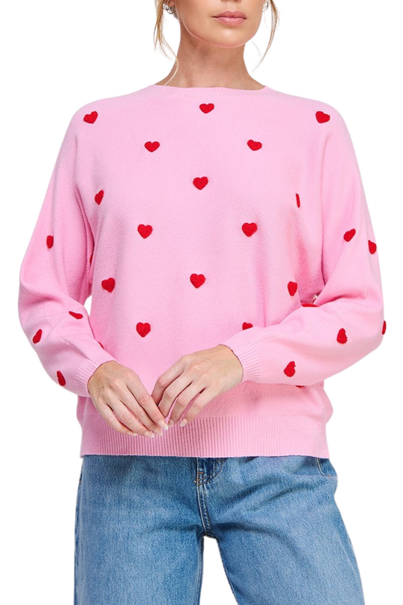 Allie Rose Contrast Heart Sweater