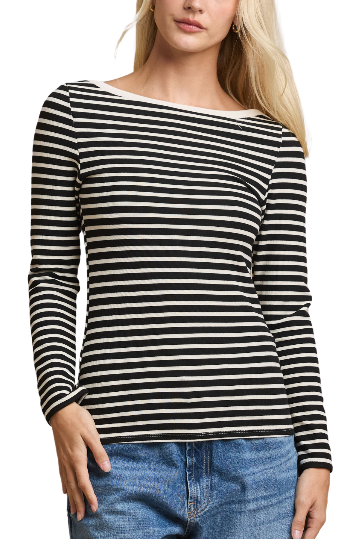 Able Striped Mini Back Bow Knit Top