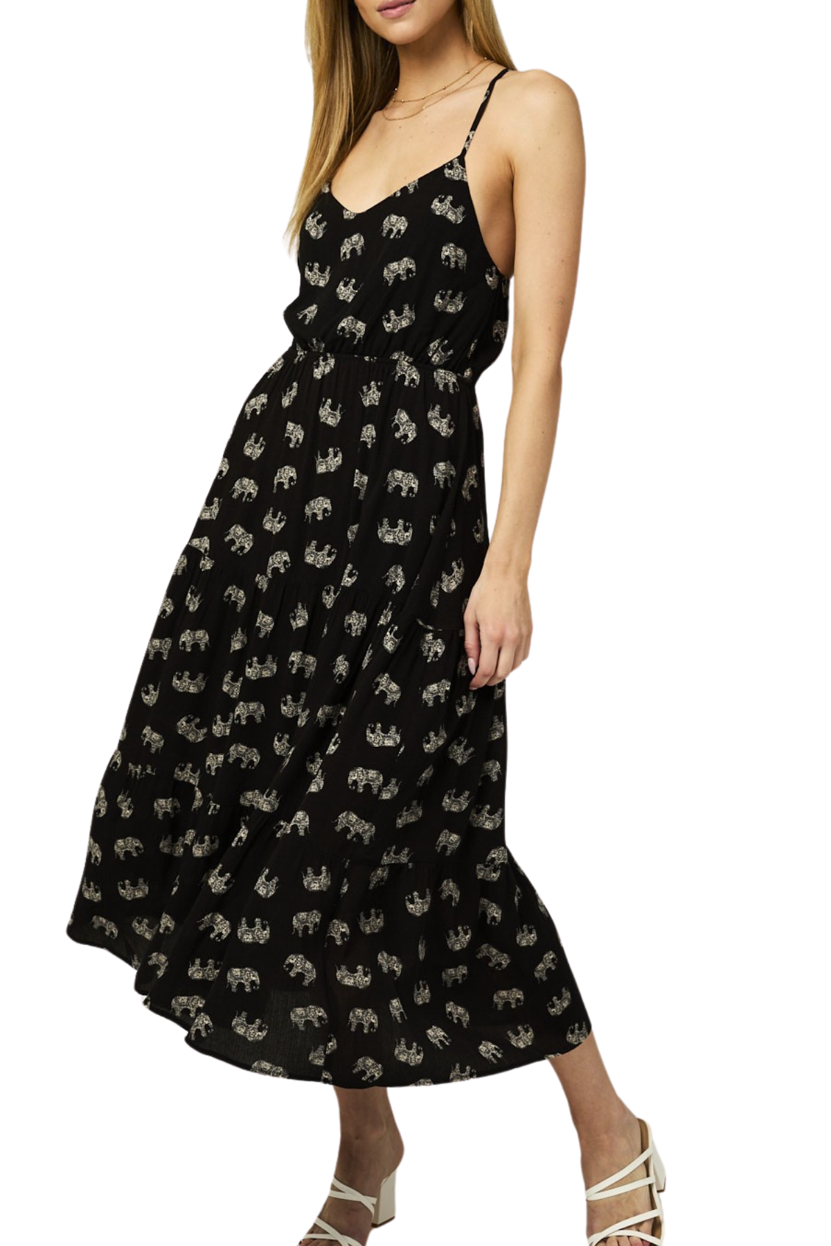 Tiered Animal Print Midi Dress