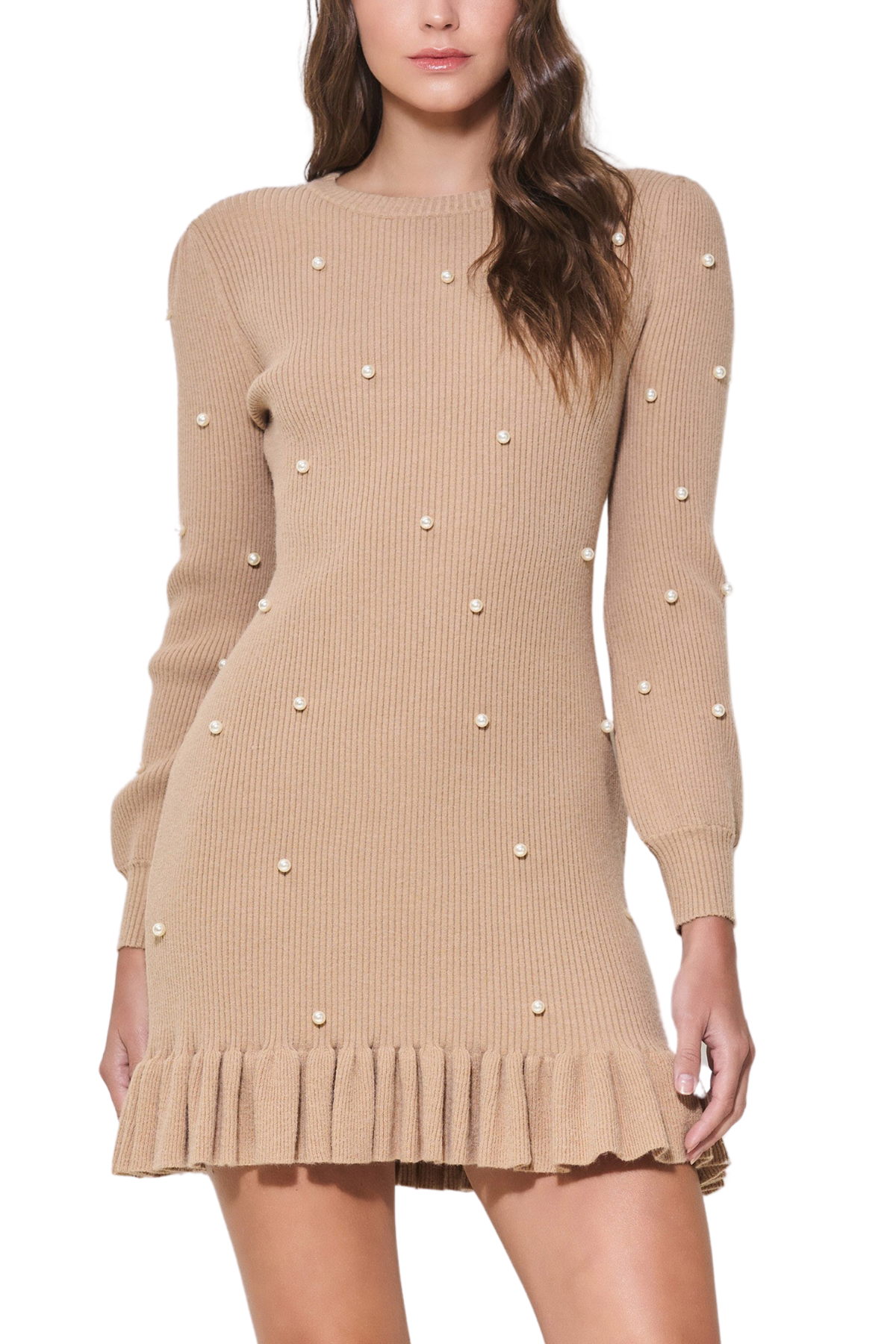 Able Pearl Embellished Knit Dress