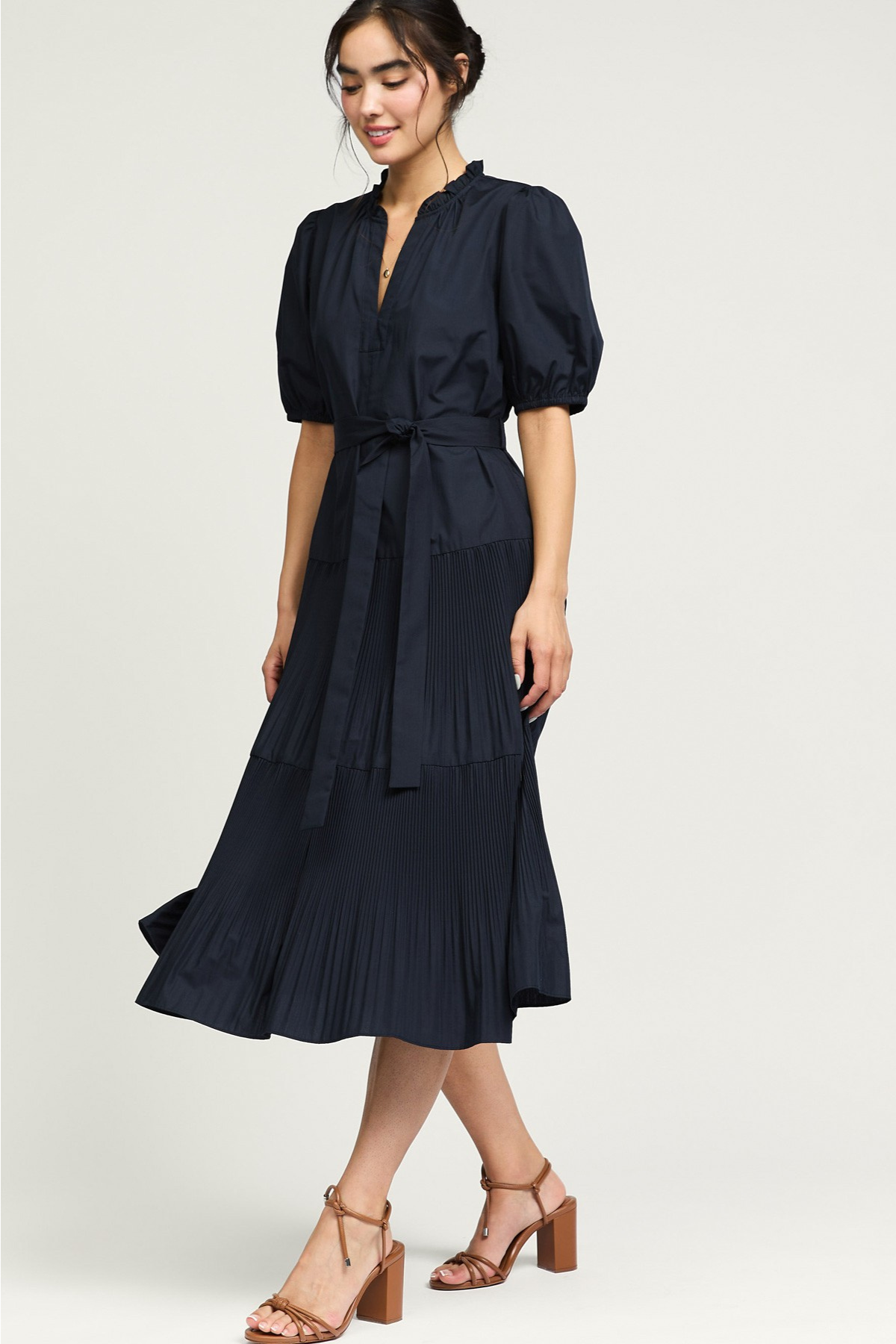 Current Air Pleated Tiered Midi Dress