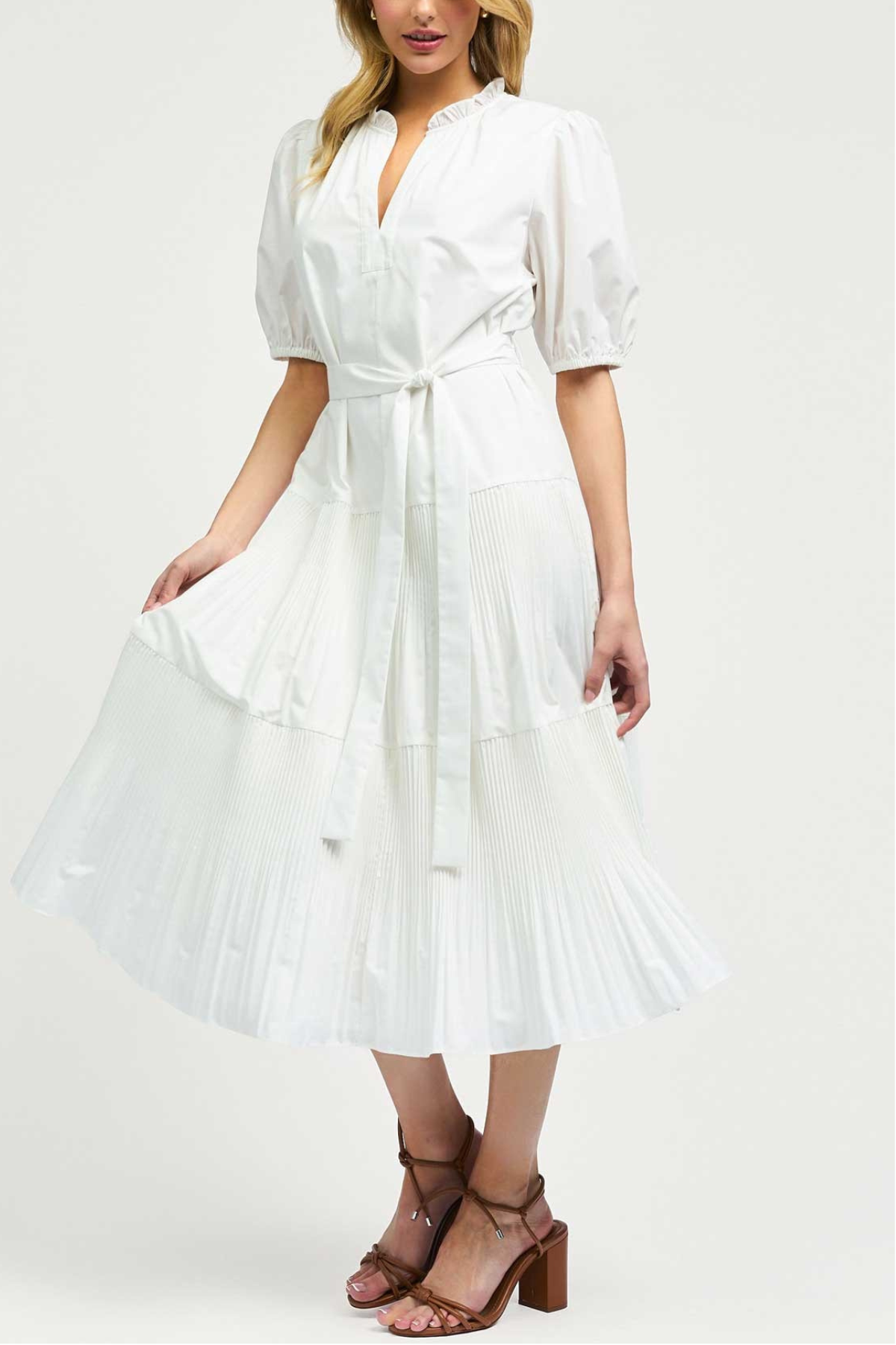 Current Air Pleated Tiered Midi Dress