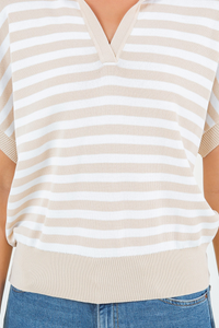 Striped Short Sleeve Polo Top