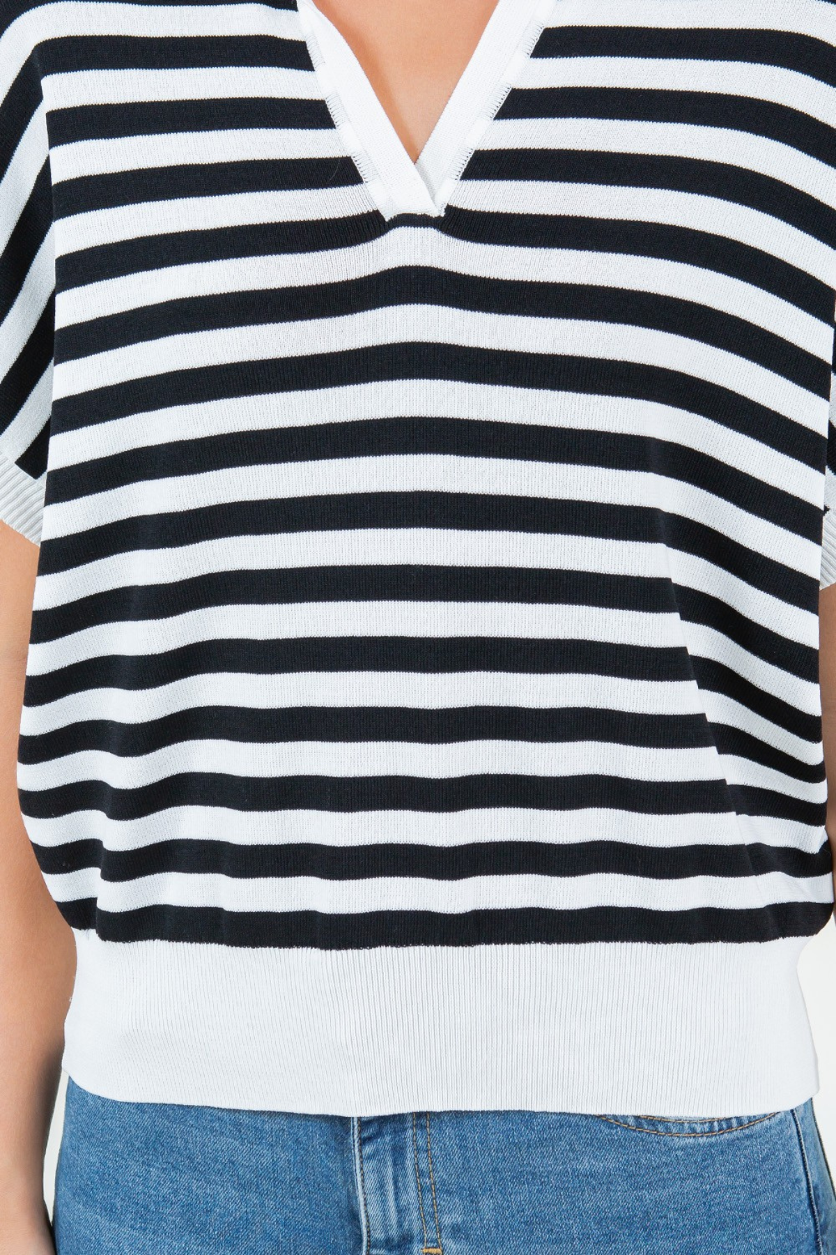 Striped Short Sleeve Polo Top