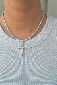 Large Rhinestone Cross Necklace