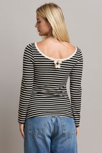 Able Striped Mini Back Bow Knit Top