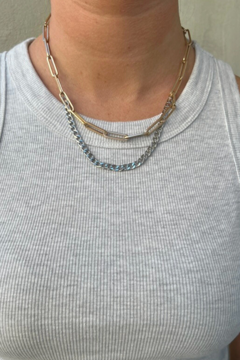 Paperclip and Chain Necklace