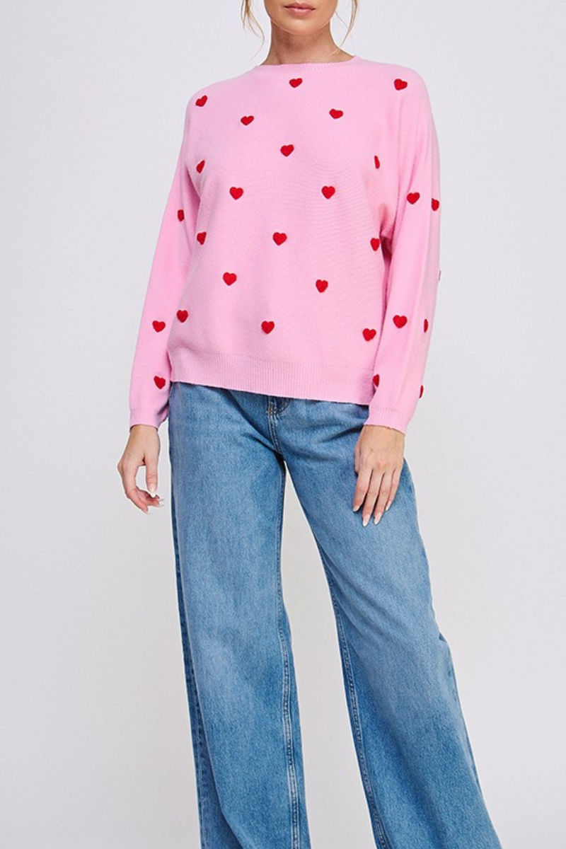 Allie Rose Contrast Heart Sweater