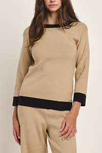 Able Scalloped Colorblock Sweater Top