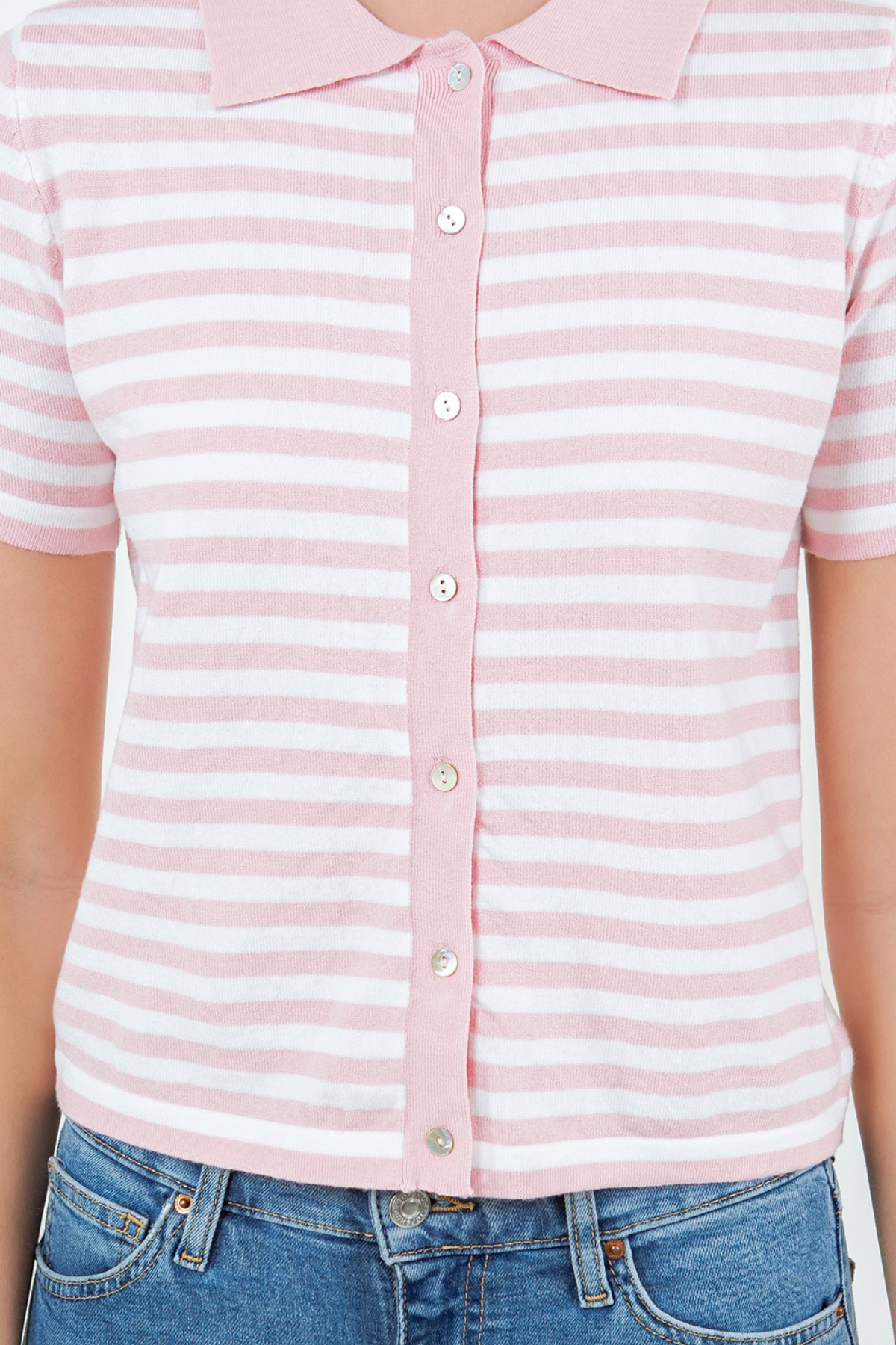 Striped Button Up Polo