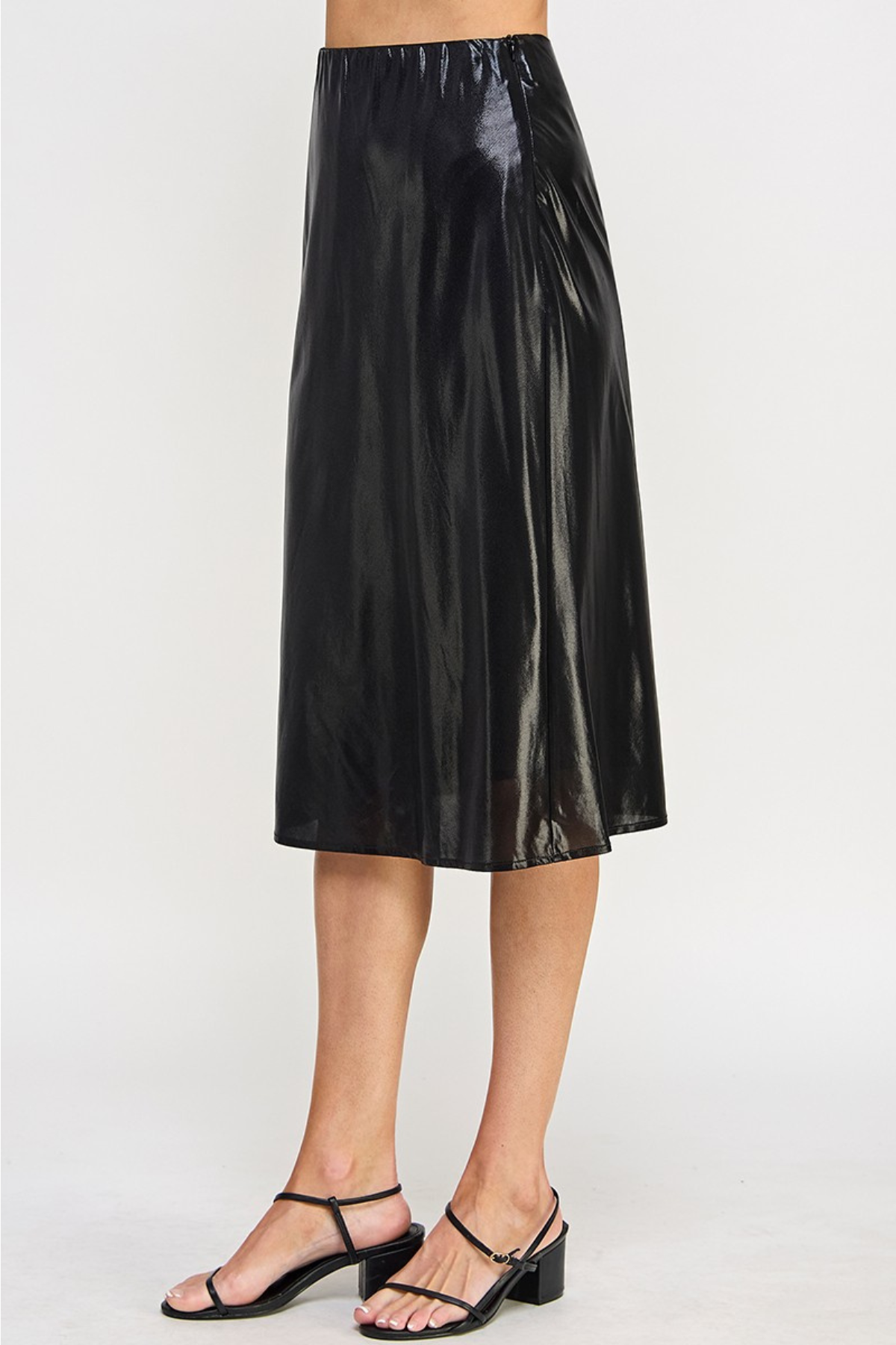 Allie Rose Liquid Metal Midi Skirt