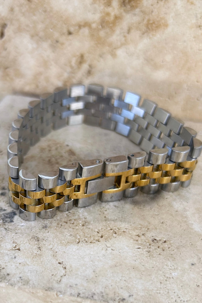 Wide Watch Link Bracelet