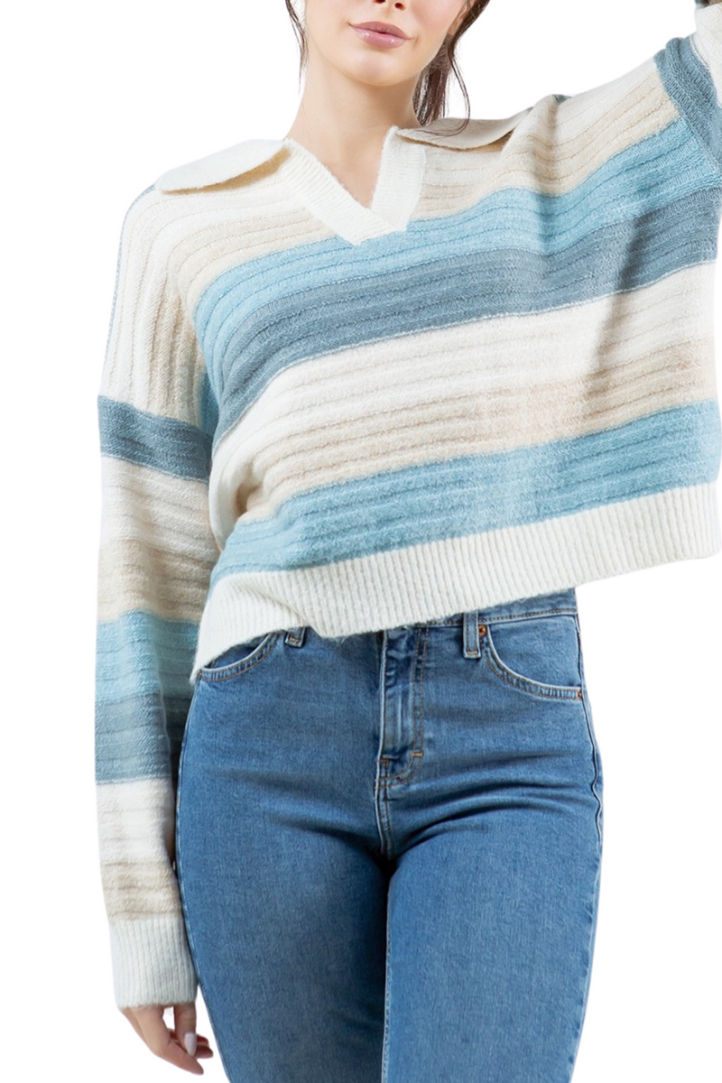 Striped Collared Pullover