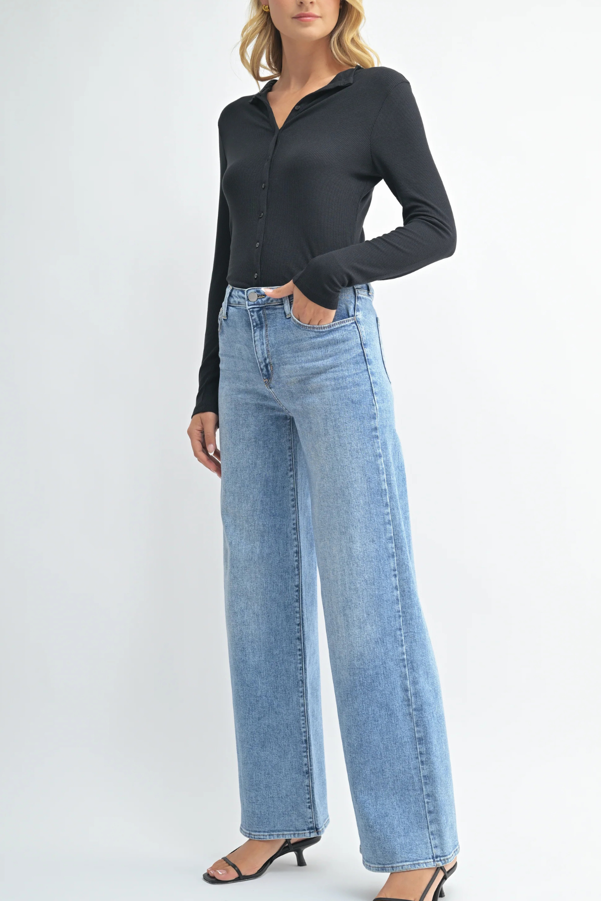 Just Black Stretchy Wide Leg Jeans