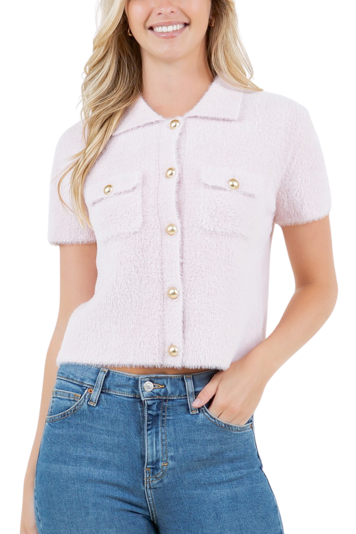 Fuzzy Button Up Top