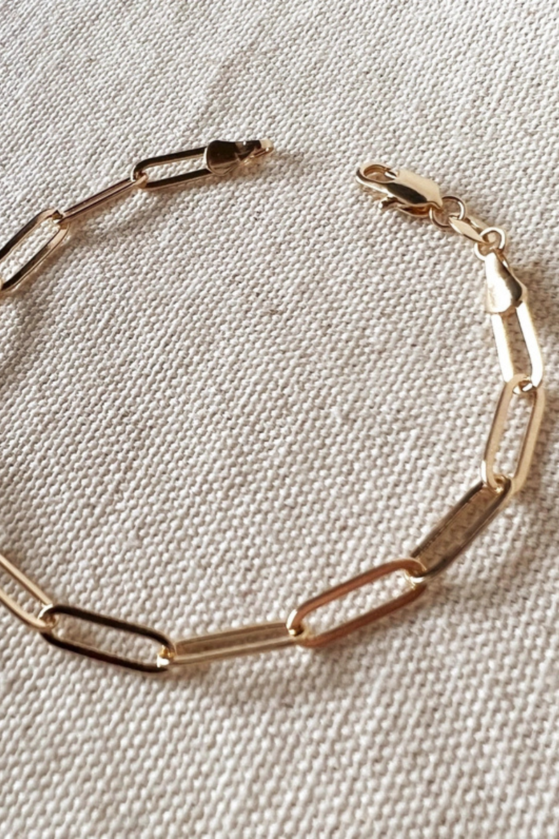 18k Gold Filled Classic Paperclip Bracelet