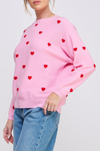 Allie Rose Contrast Heart Sweater