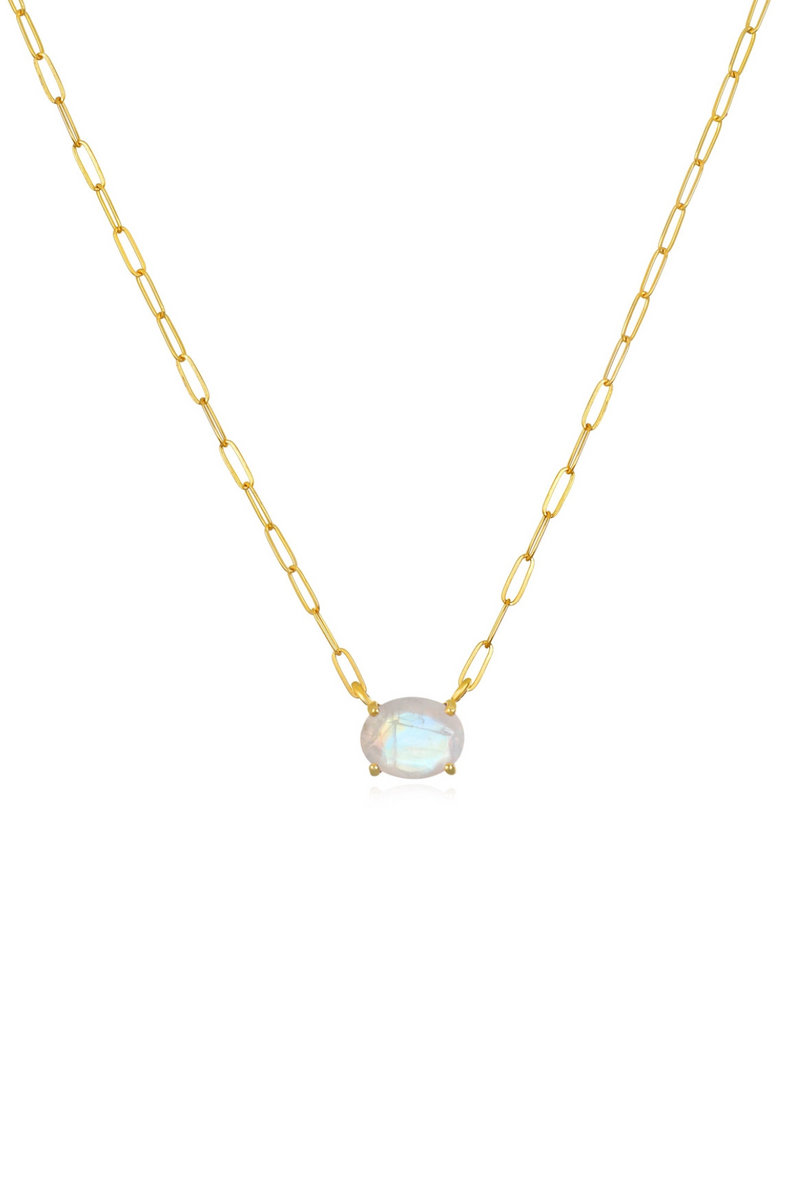 Gem Drop Rainbow Moonstone Necklace