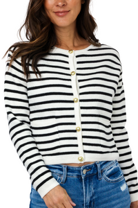 Striped Button Down Cardigan