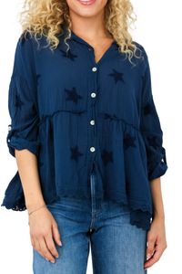 Venti6 Star Button Down Top