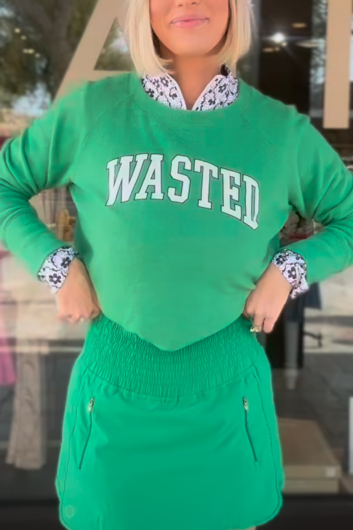 Wasted Lightweight Brushed Fleece Pullover Top