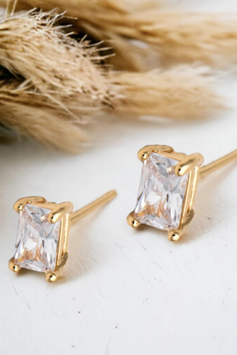 Baguette CZ Studs