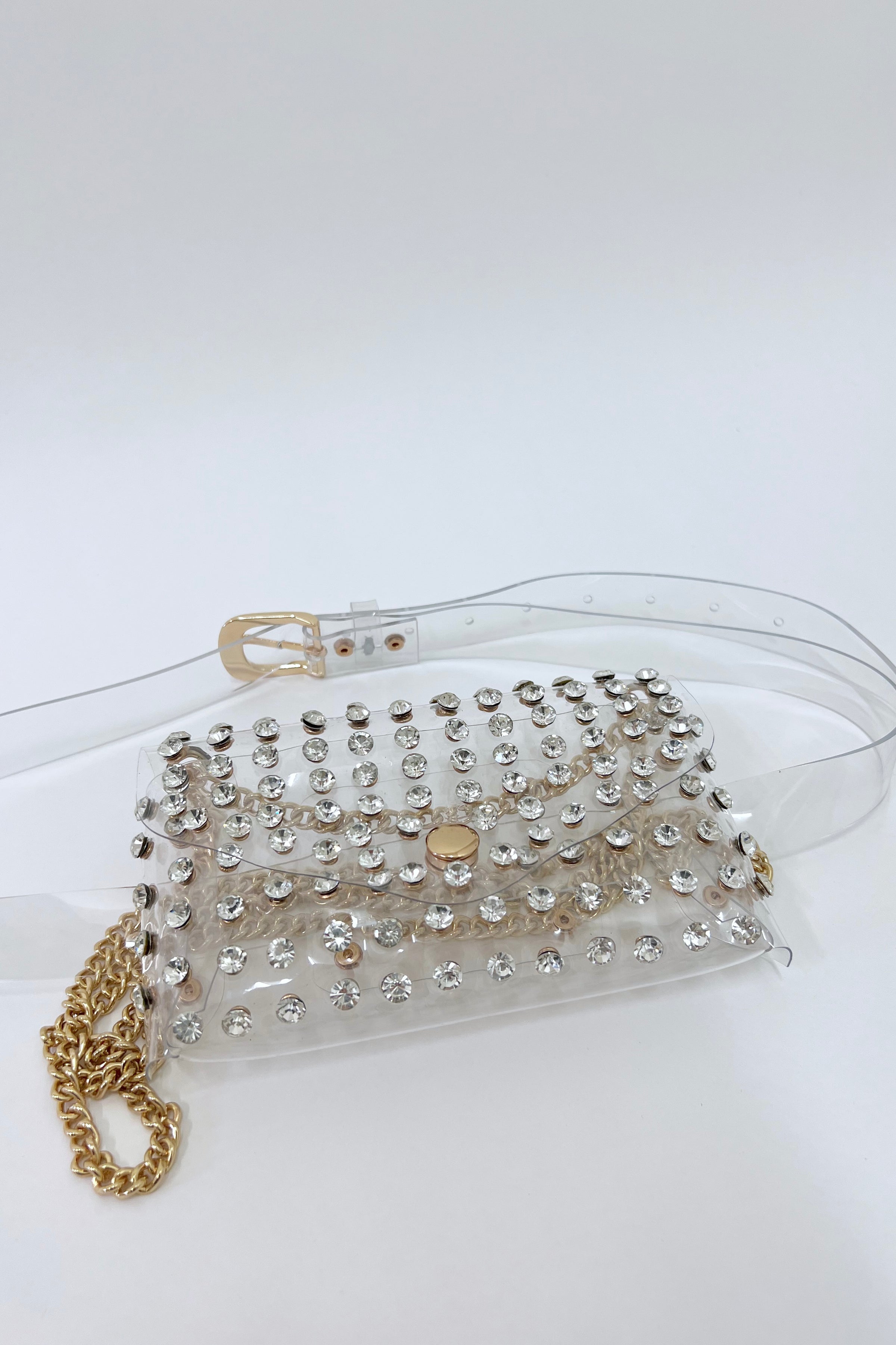 Rhinestone Transparent Belt Bag