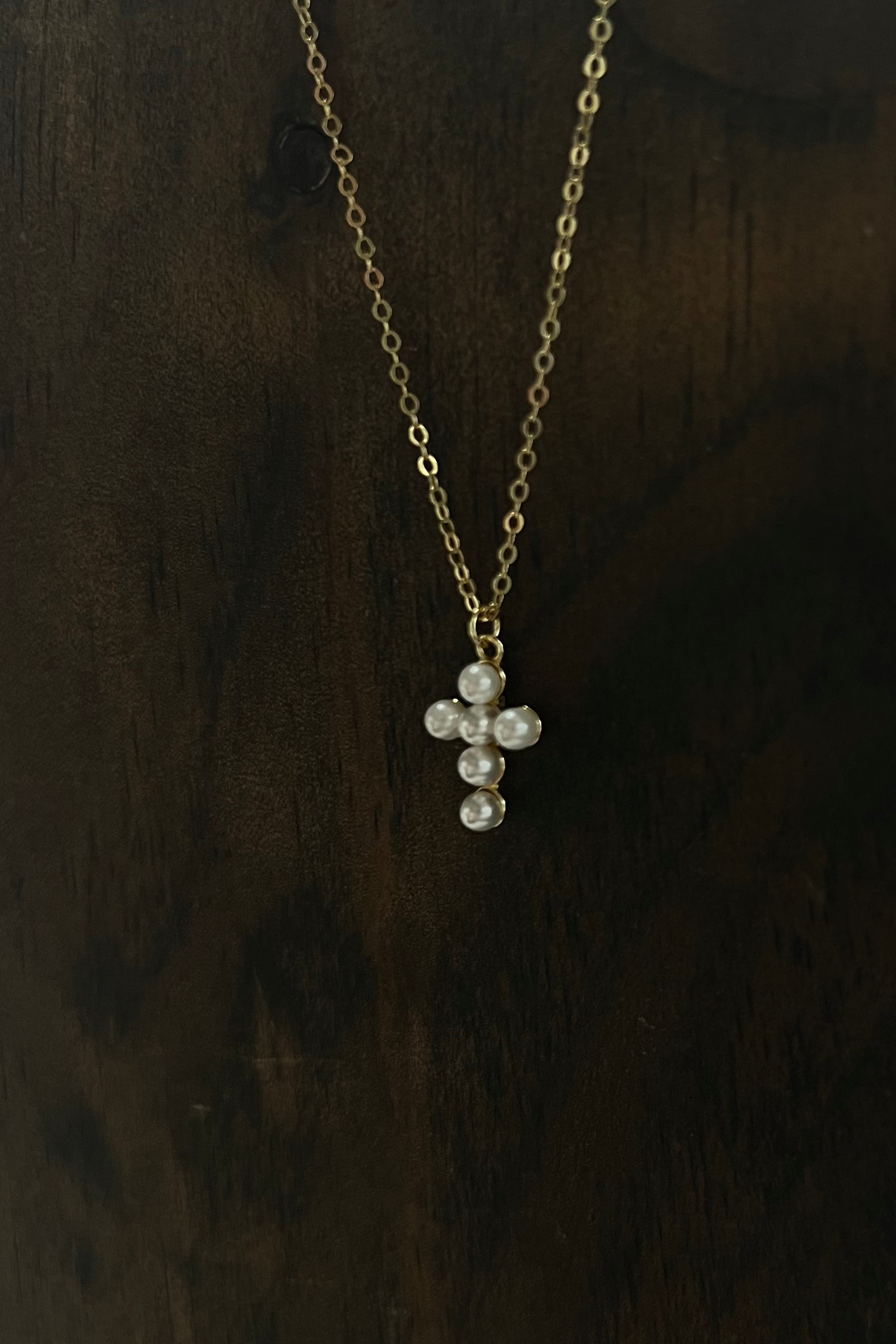 PG Designs Pearl Mini Cross Necklace