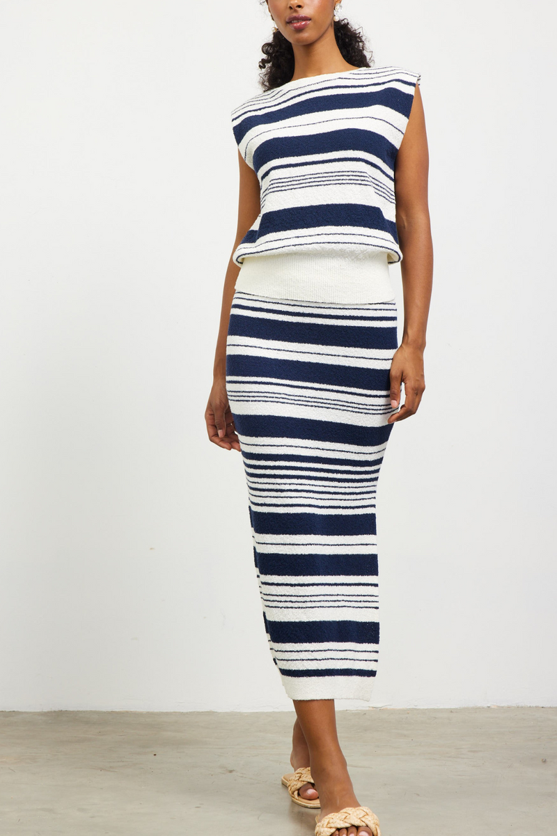 SRB Multi Stripe Midi Knit Skirt