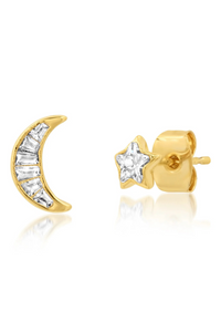 Mismatched Celestial Baguette CZ Studs