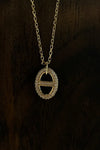 PG Designs Oval and Line Rhinestone Necklace