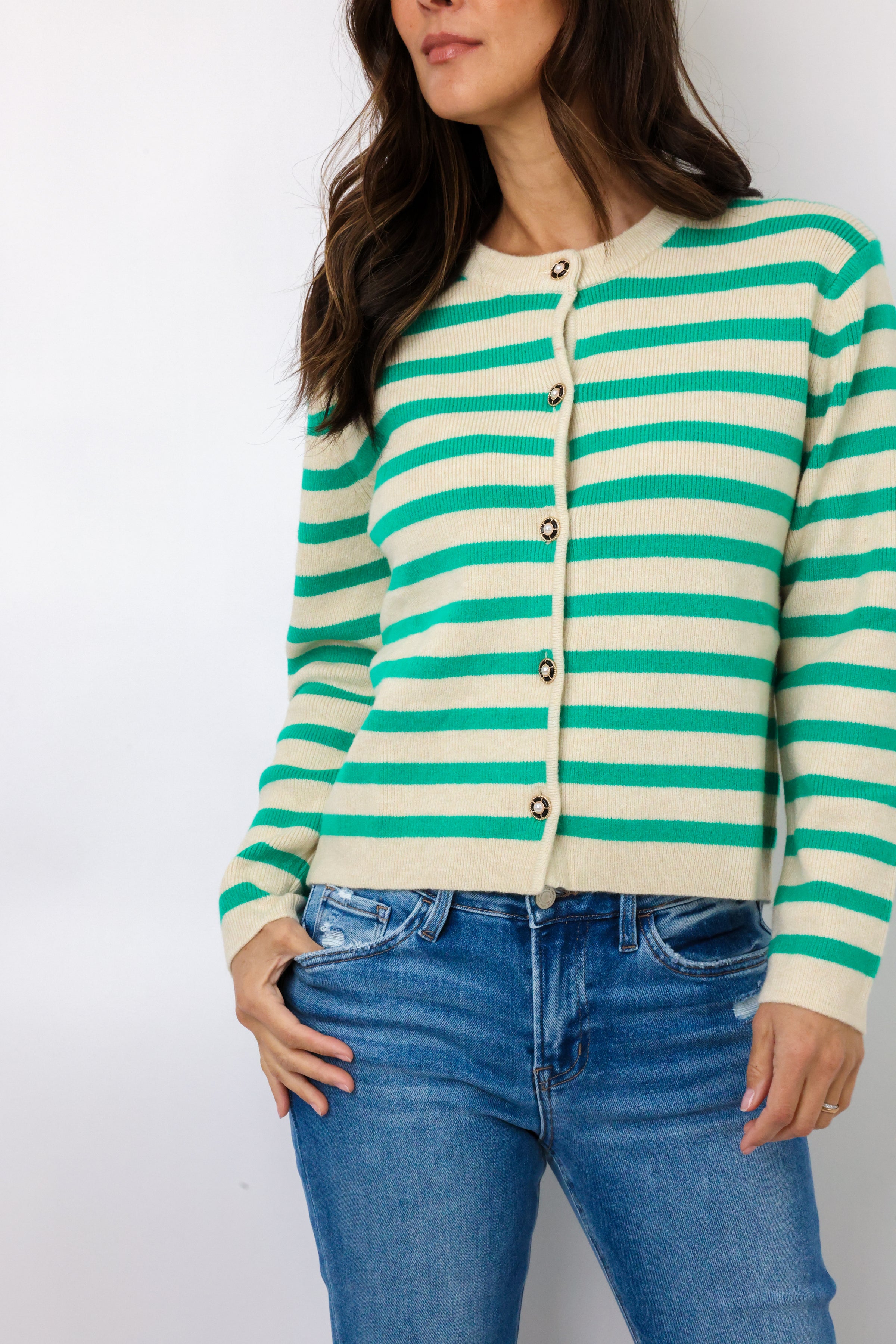 Striped Button Down Cardigan