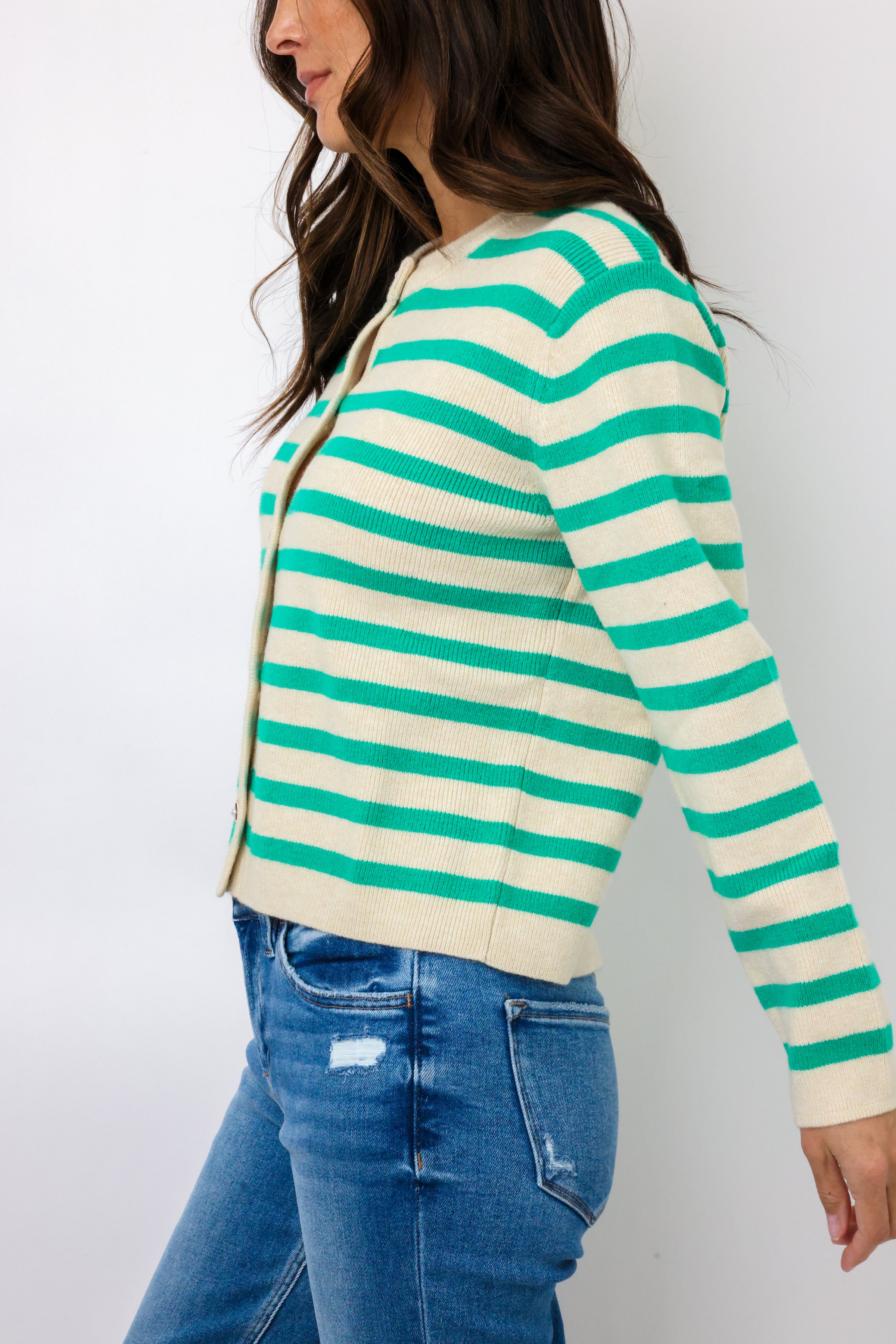 Striped Button Down Cardigan