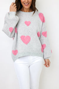 Miracle Fuzzy Heart Pattern Sweater