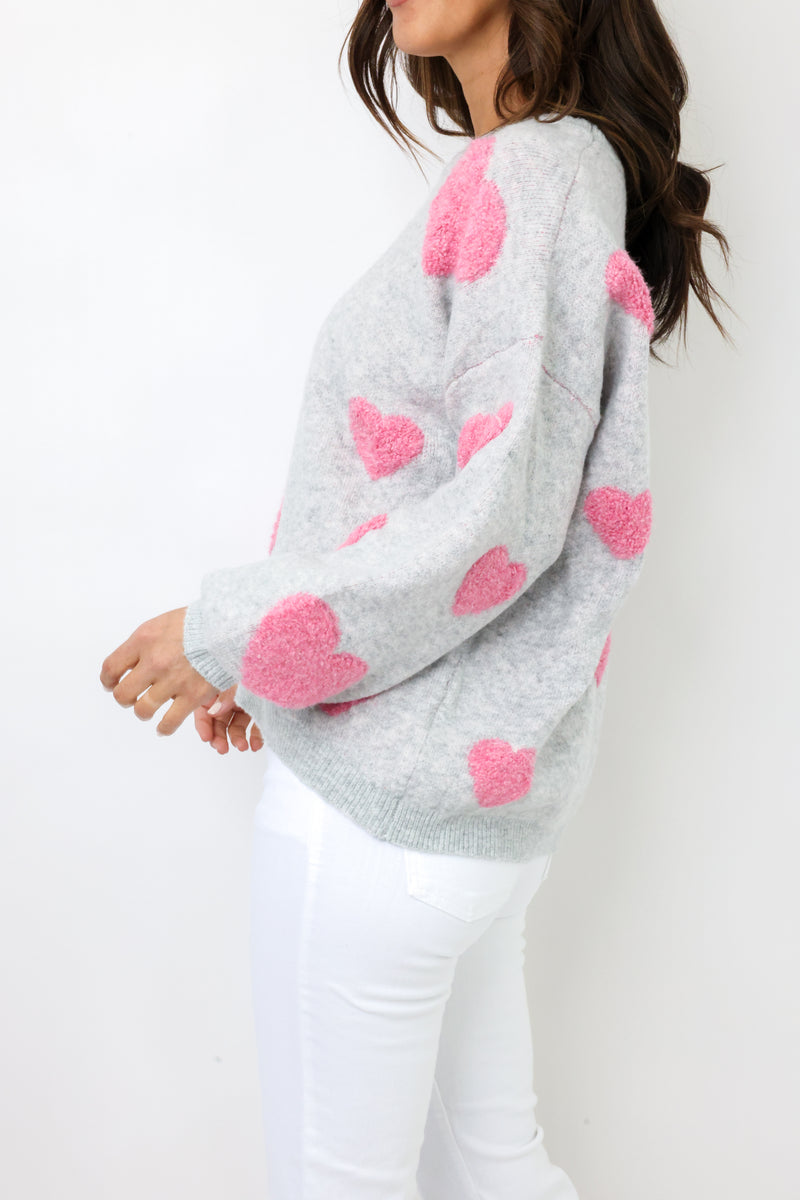 Miracle Fuzzy Heart Pattern Sweater