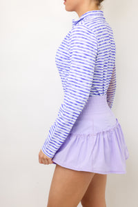 IBKUL Landon Stripe Long Sleeve Zip Mock Top