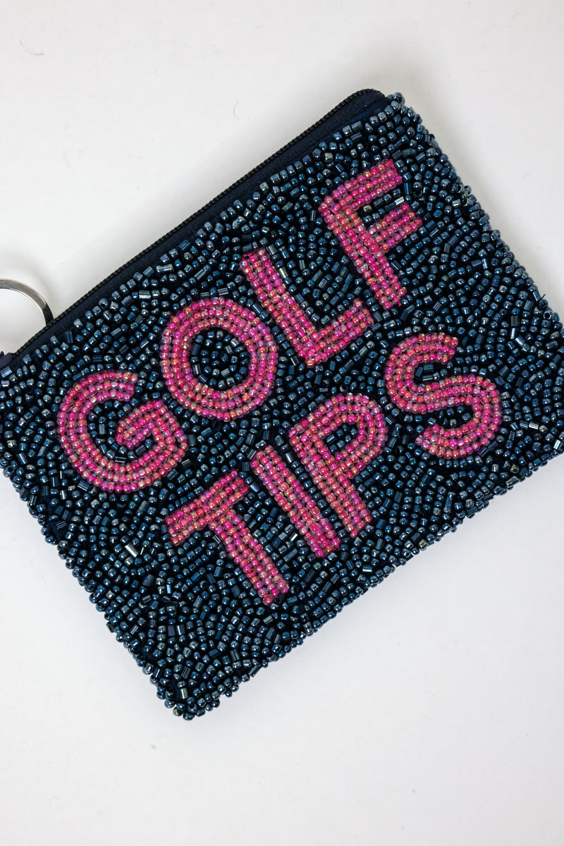 Golf Tips Beaded Coin Purse