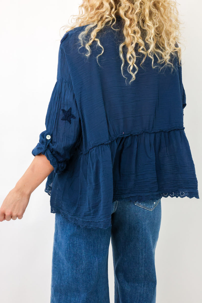 Venti6 Star Button Down Top