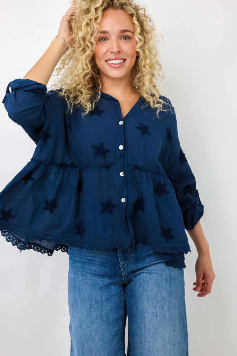 Venti6 Star Button Down Top