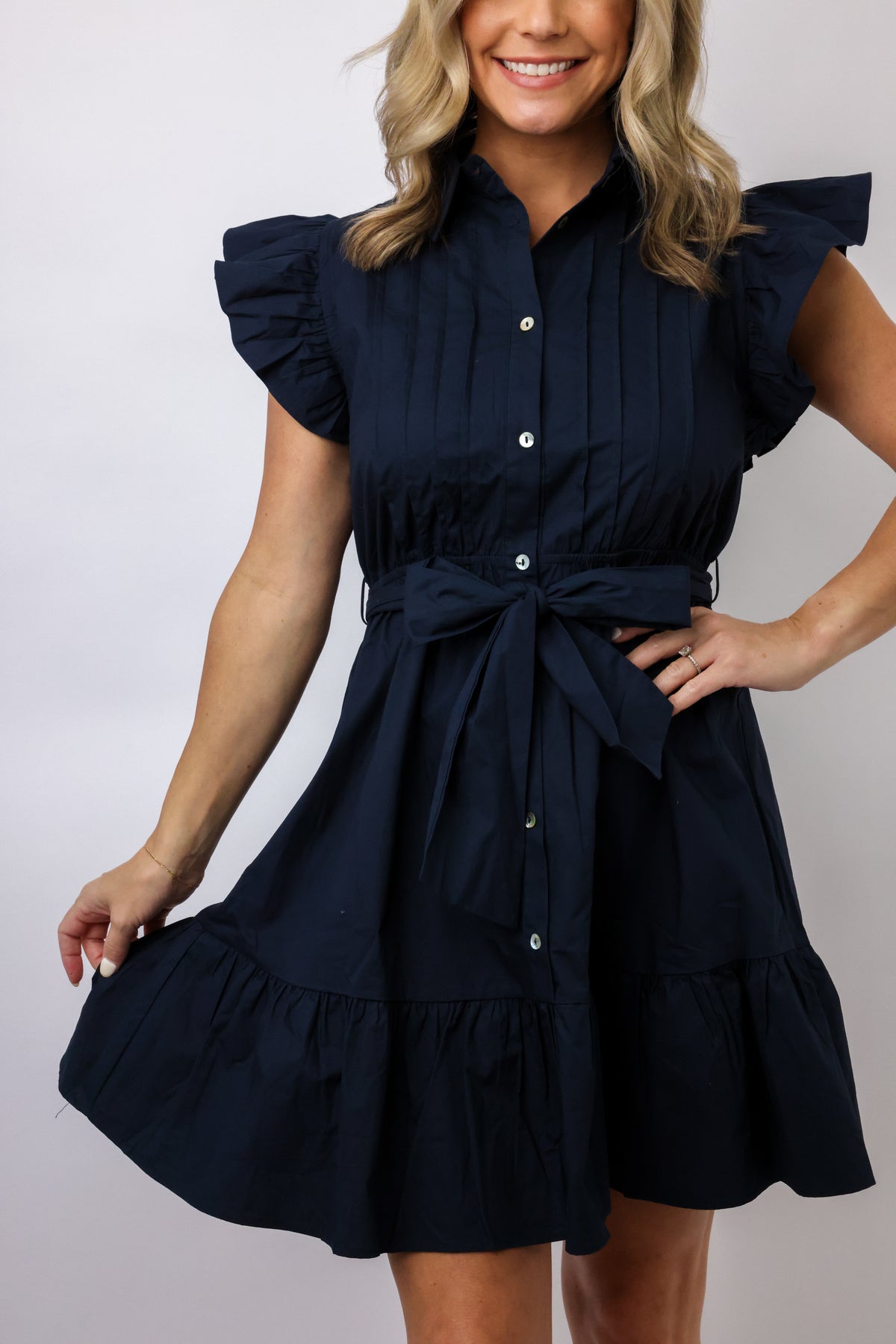 Front Tie Ruffle Dress