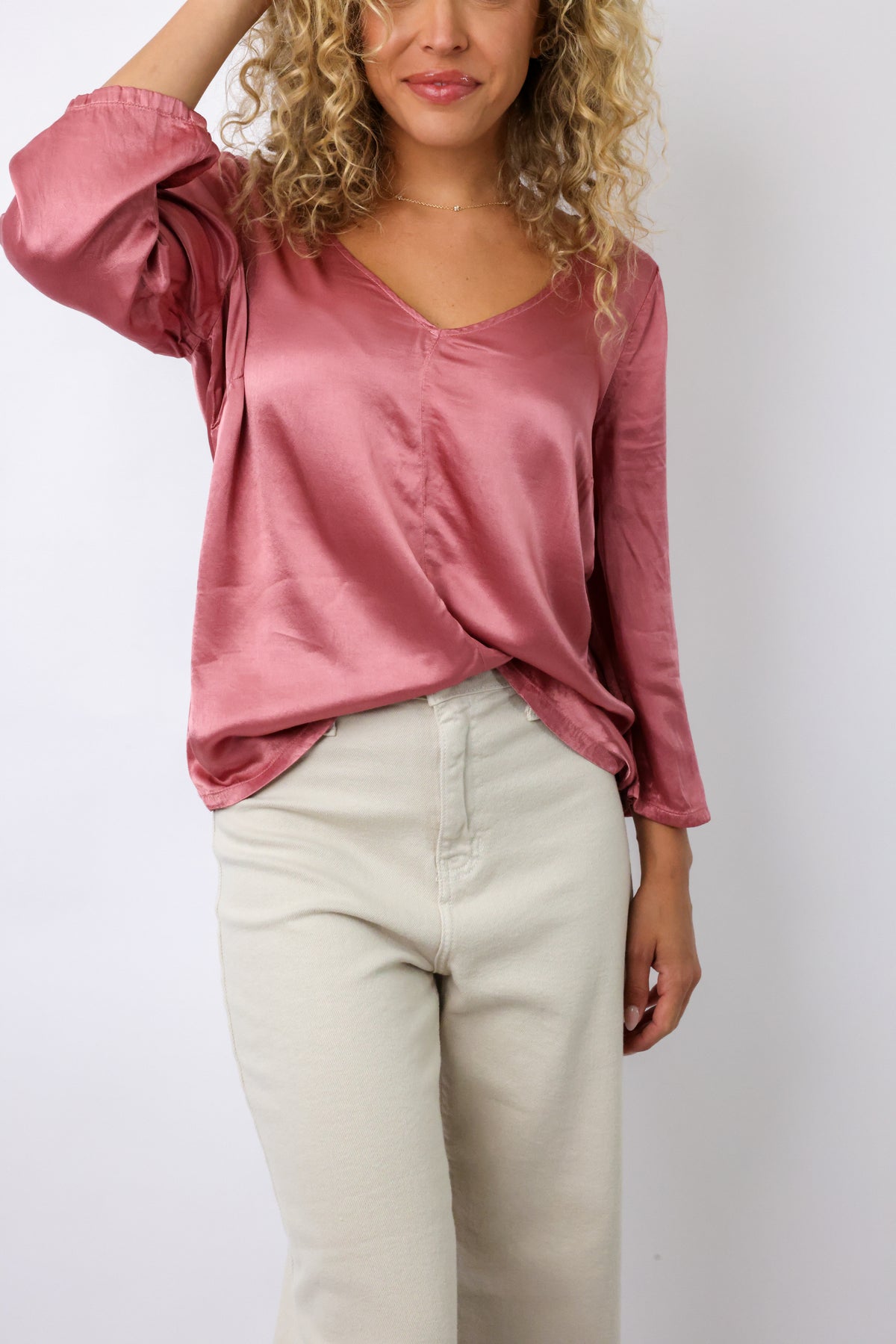 Cobie V-Neck Satin Top