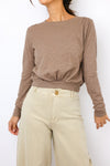 Bobi Shirred Detail Crew Neck Tee