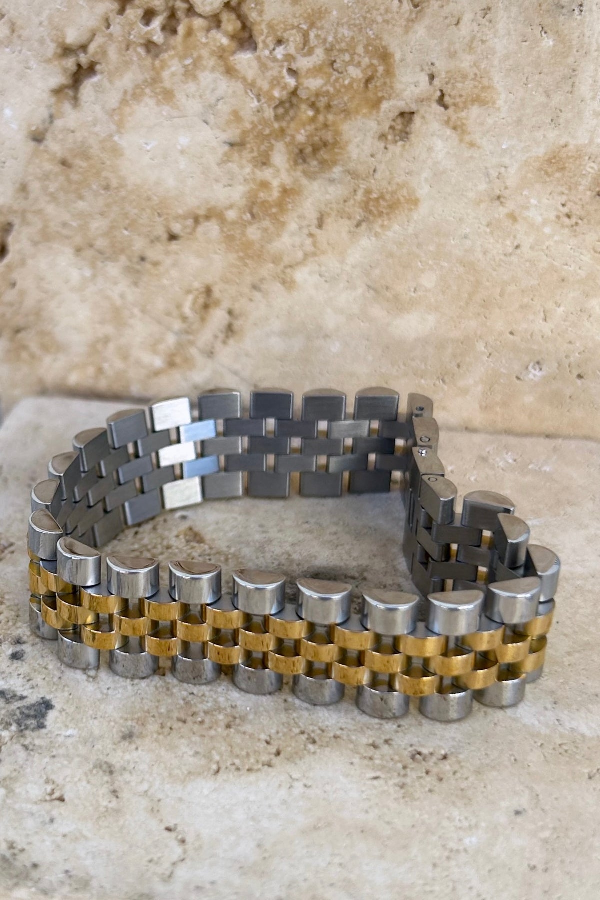 Wide Watch Link Bracelet